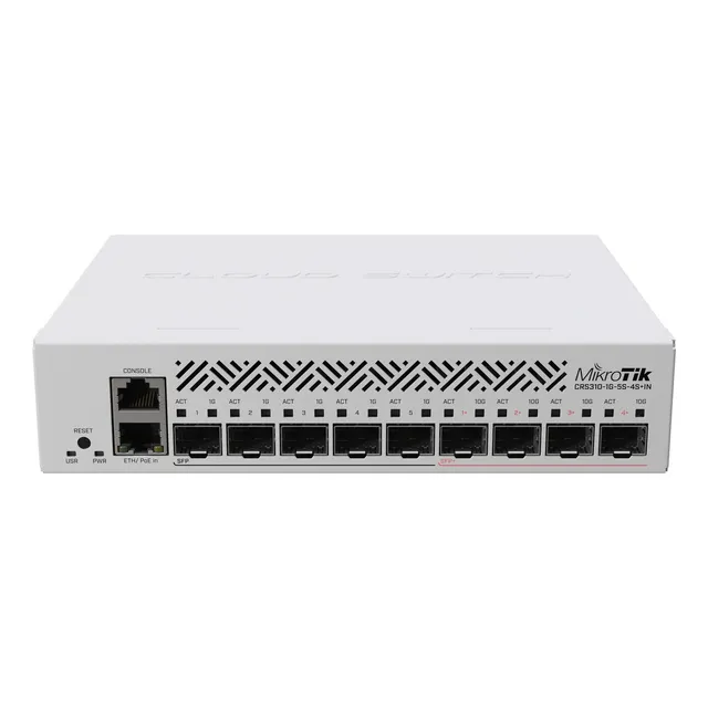 Switch Router 9 Ptos Fibra Optica, Mikrotik. 1x Rj45 Gb