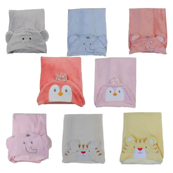 Cobertor Manta C/ Capuz Microfibra Bebe Infantil Super Macio
