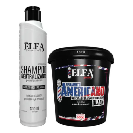 Shampoo Neutralizante + Alisamento Americano Black Elfa 4men