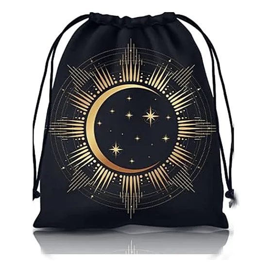Saco Bolsa Para Almacenar Joyeria Cuarzos Tarot Oraculos Color Negro Diseño De La Tela Eclipse