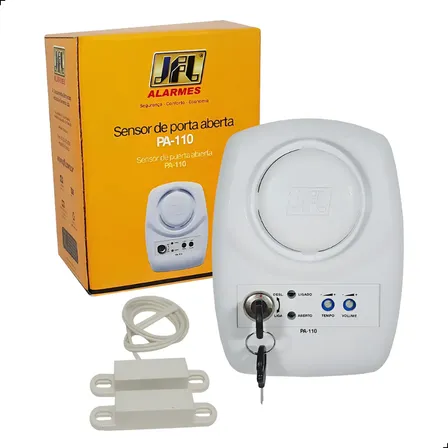 Sensor De Porta Aberta Pa-110 Jfl Com Aviso Sonoro C/ Sensor Branco