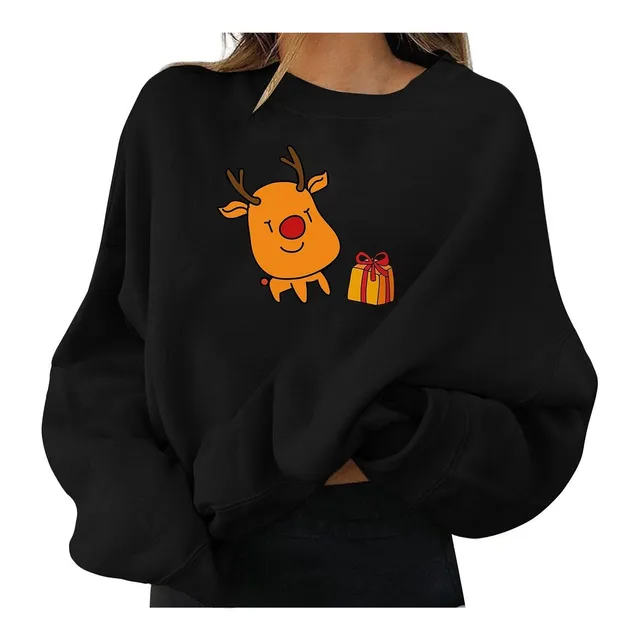 Sudadera Navideña Para Dama Manga Larga Cuello Redondo