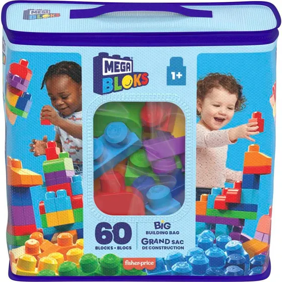 Megablocks Original Bolsa 60 Piezas 1+ Clásica Construcción 60 Azul