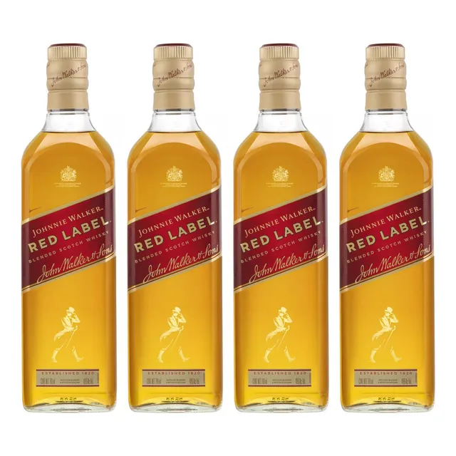 Johnnie Walker Red Label Whisky 750 Ml 4 Pack 4 Piezas