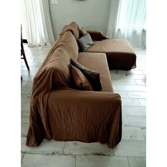Funda Sillón En L Esquinero 2,10x1,60m (sofá + Puff 70*70)