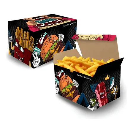Caixinha Para Batata Frita Porção Embalagem Delivery 100un Laranja