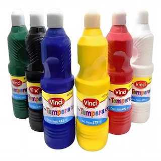 Pintura Tempera Lavable Vinci 473ml Colores Basicos 6 Pzas Pintura Tempera Lavable Vinci 473ml Colores Basicos 6 Pzas