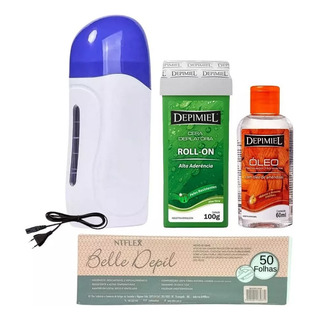 Cera Quente Depimiel 100g + Aquecedor Rollon +óleo Removedor Cera Quente Depimiel 100g + Aquecedor Rollon +óleo Removedor