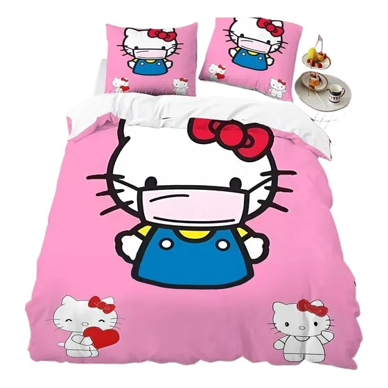 Conjunto De Três Peças 200*200 Cm Rosa Hellokity Colcha