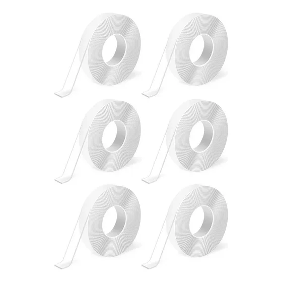 Cinta Doble Faz / Cara Transparente, 2mts 1cm, X6 Un.
