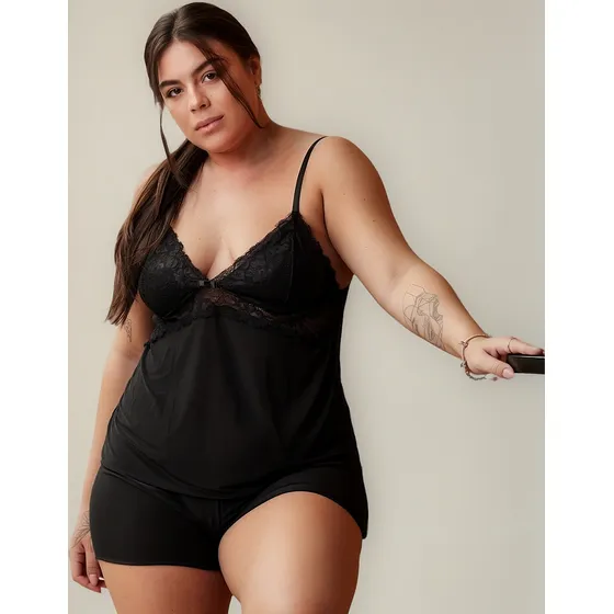 Baby Doll Plus Size Confortável Renda Delicada