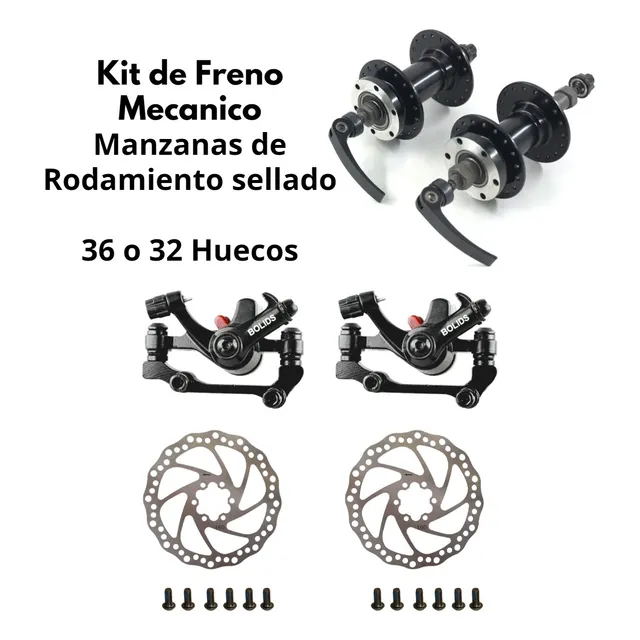 Kit Completo Frenos De Disco Mecánico Mtb Rodamiento Sellado