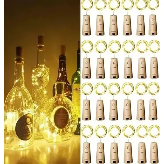 Pack 24 Luces Corcho Hada Alambre Micro Led Blanco Calido