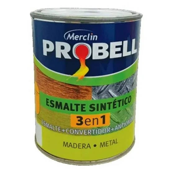 Esmalte Sintetico 3 En 1 Probell X 1 Litro Colores Acabado Brillante Color Negro