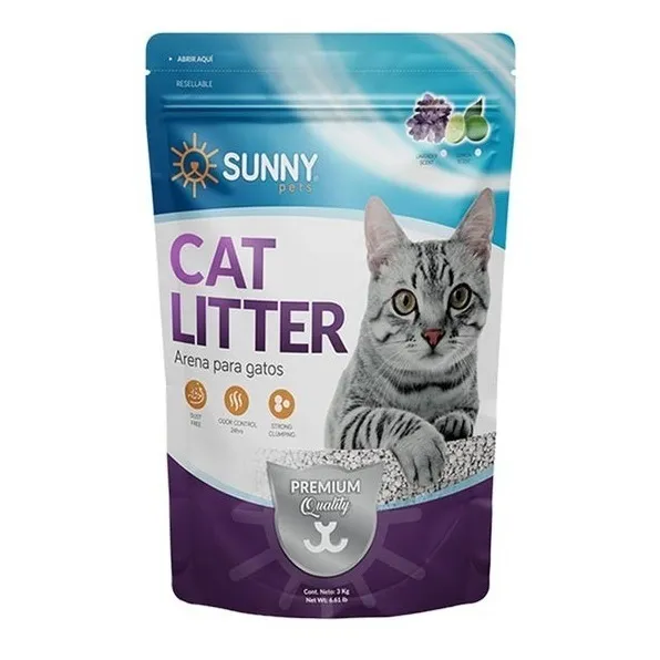 Arena Premium Para Gato | 3 Kg | Aroma Lavanda | Super Aglutinante | Control Avanzado De Olores | Sin Polvo