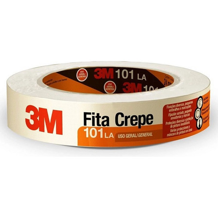 Fita Crepe 18mm X 50 Metros 3m 101la Marcação Pintura Artes Fita Crepe 18mm X 50 Metros 3m 101la Marcação Pintura Artes