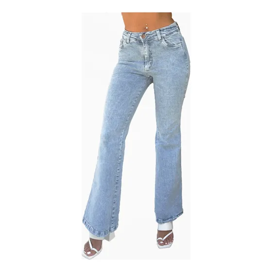 Jean Oxford Celeste Mujer Elastizado Tiro Medio Ktl Denim