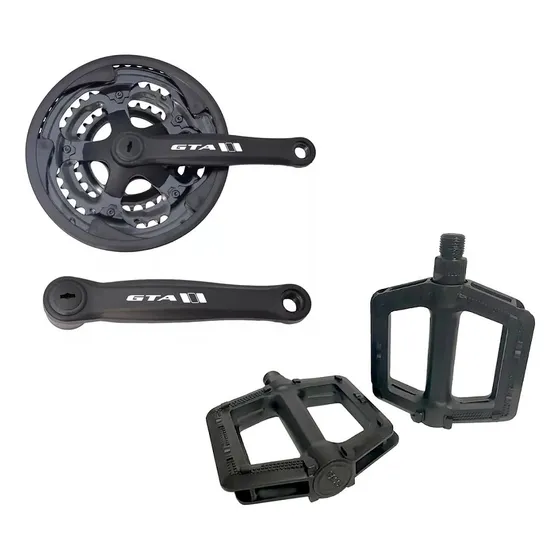 Kit Pedivela Triplo Braço Esquerdo E Pedal Plataforma Bike
