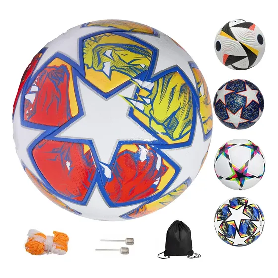 Balón Fútbol Soccer Champions Profesional Entrenamiento No 5 Estrellas De Colores
