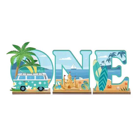 3 Pieza Decoracion Surf Para Primer Cumpleaño Centro Mesa