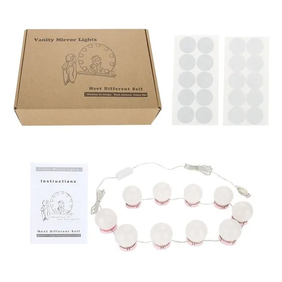 Luz Tipo Camarim Com 10 Lâmpadas P/ Espelho Led Auto Colante