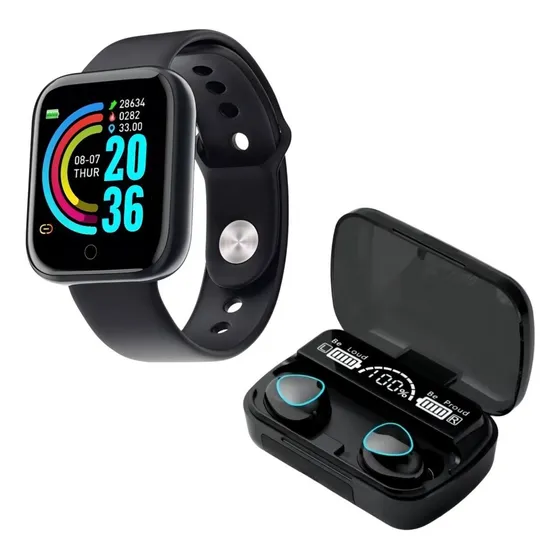 Relógio Smartwatch Digital + Fone Sem Fio Bluetooth