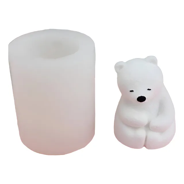 Molde Silicona Mini Oso Osito Polar Jabon Vela Chocolate Color Blanco