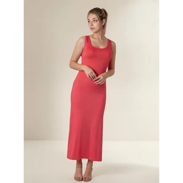 Vestido Viscosa Con Lycra Largo Con Tajo Talles Grandes