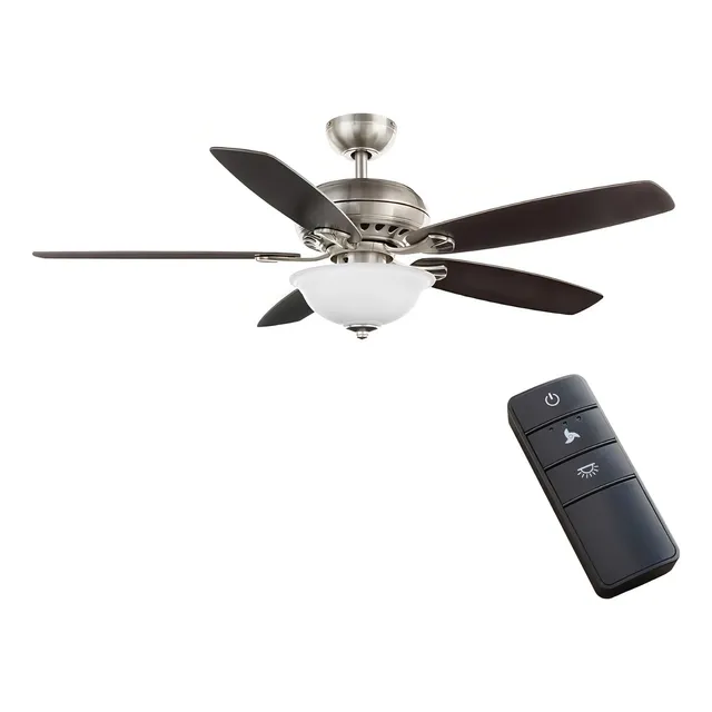 Ventilador De Techo Led 52 Hampton Bay Southwind Ii Control Cantidad De Aspas 5 Estructura Plateado Aspas Café Diámetro 132 Cm Material De Las Aspas Madera
