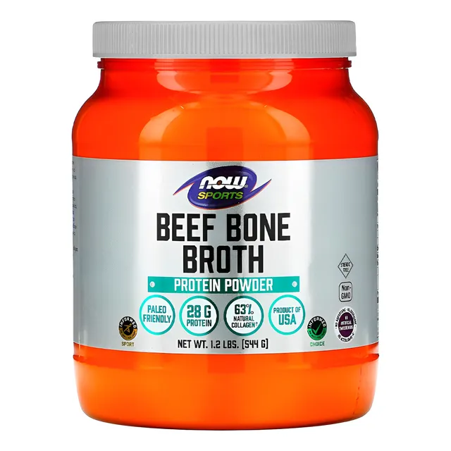 Beef Bone Broth Proteína Pó 544 G Now Foods