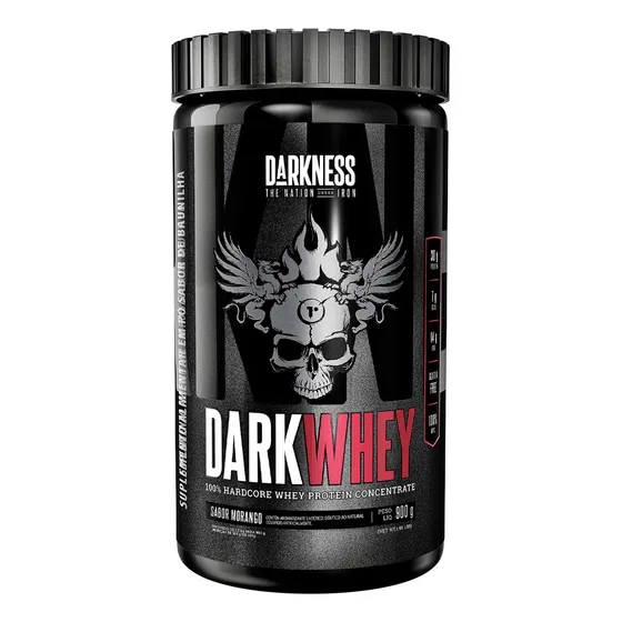 Whey Protein Concentrado Dark Whey 100% Morango 900g Darkness