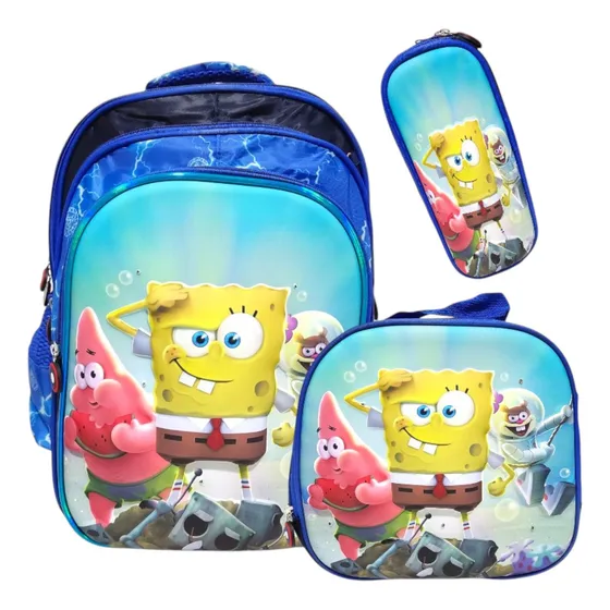 Mochila Escolar Bob Esponja Patricio Lonchera Y Cartuchera