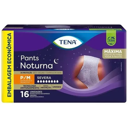 Roupa Íntima Descartável Tena Pants Noturna P/M 16 Unidades