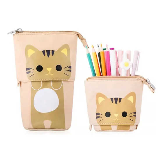 Cartuchera Vertical Extensible Lapicero Plegable Gatito