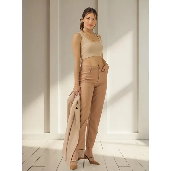 Pantalón Mujer Engomado Cuerina Mochi