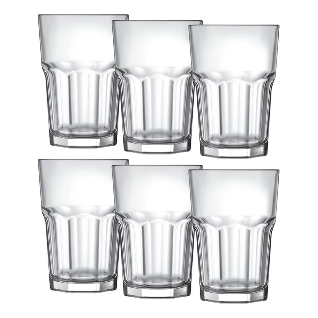Jogo 6 Copos De Vidro Alto Grosso Refrigerante Bebida 350ml