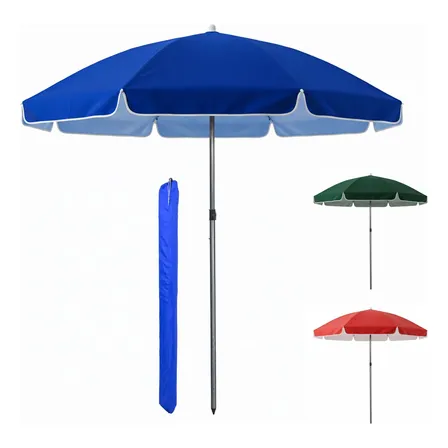 Sombrilla Playa Jardín Exterior Portátil Plegable 2m Azul Lisa