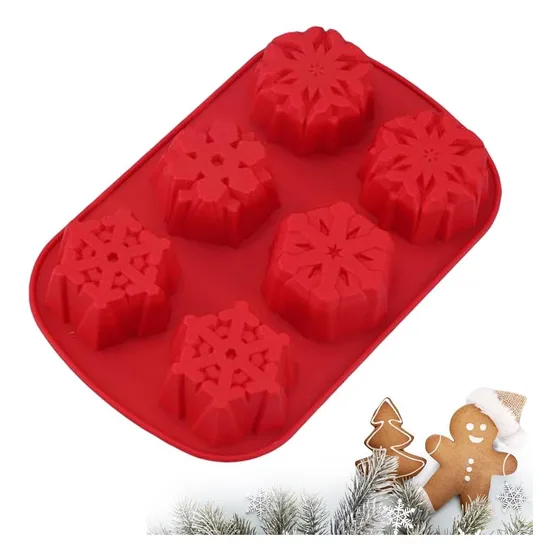 Molde Silicona Navideño 6 Copos - Repostería Gelatinas Jabón