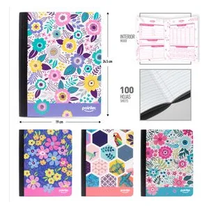 Cuaderno Doble Línea (flores)100 Hojas Pointer Mayor Y Detal