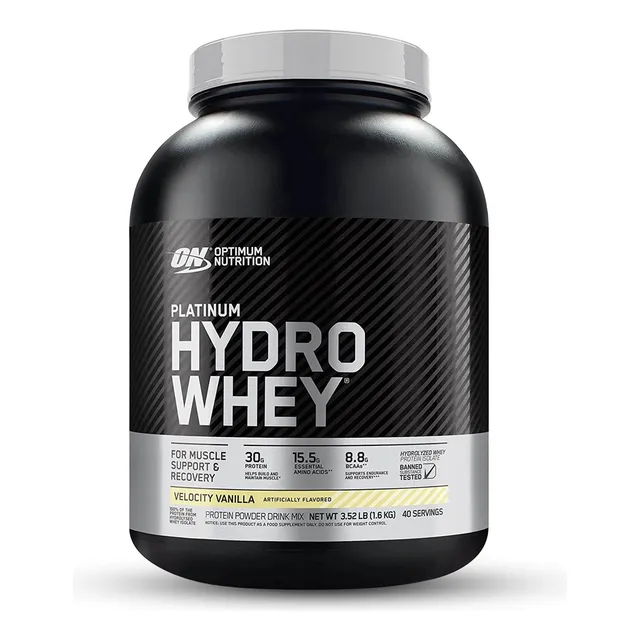 Proteina Optimum Nutrition Platinum Hydro Whey 1.6kg 40 Servicios Sabor Vainilla