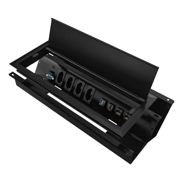 Caixa De Tomada Mesa Reunião 4 Tomada, 2 Rj45, 1 Usb, 1 Hdmi
