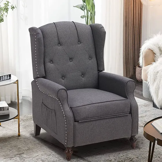 Consofa Silla Reclinable Wingback Masaje Tela Copetuda