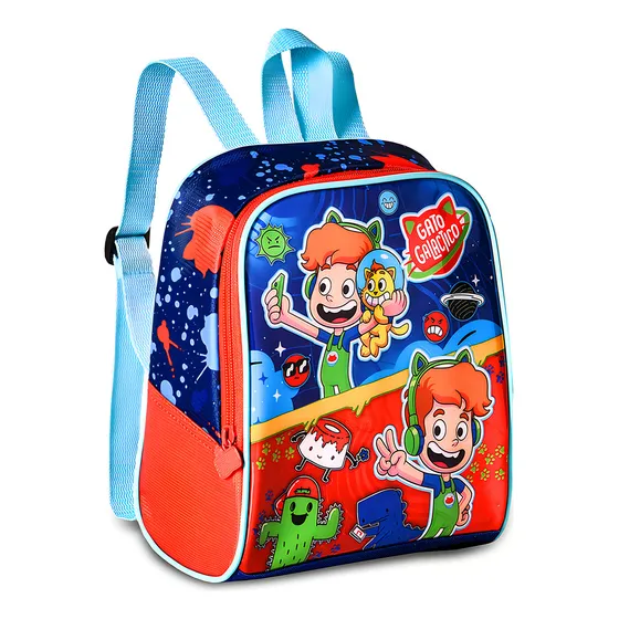 Lancheira Escolar Infantil Térmica Do Gato Galático Cor Azul Gato Galáctico