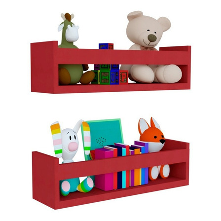 Kit 2 Prateleira 40cm Vermelho Livro Revista Infantil Mdf Kit 2 Prateleira 40cm Vermelho Livro Revista Infantil Mdf