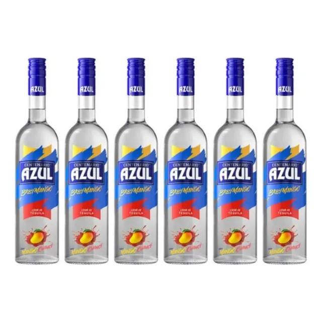 Pack De 6 Licor De Tequila Centenario Azul Baby Mango 700 Ml