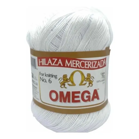 Hilaza Omega #6, Algodón Mercerizado 70gr (4 Madejas) Color Blanco