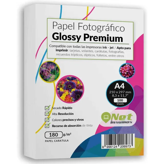 Papel Fotográfico A4 180 Gramos Pack 100 Hojas