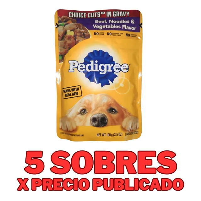 5 Sobres Alimento Humedo Pedigree  100gr