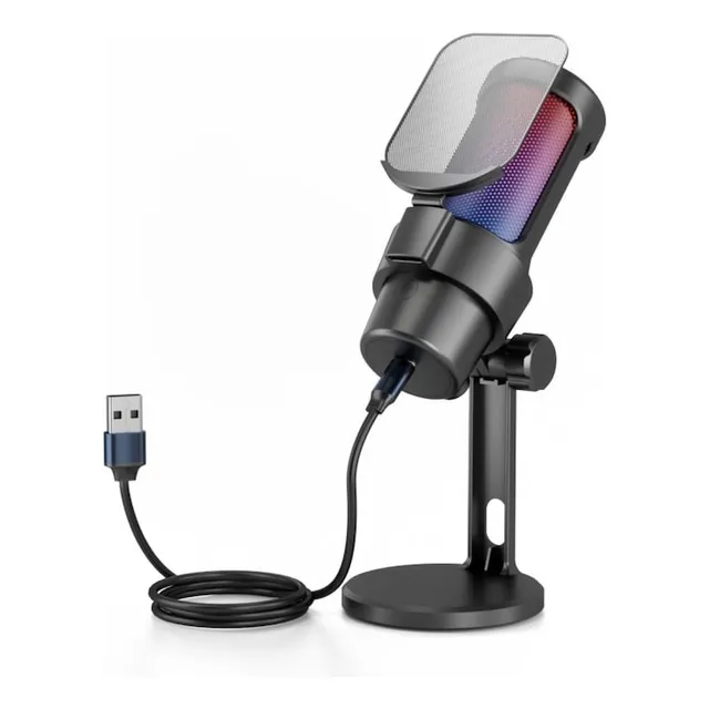 Micrófono Condensador Usb Rgb Podcast Pc Gamer Dytimeem D3