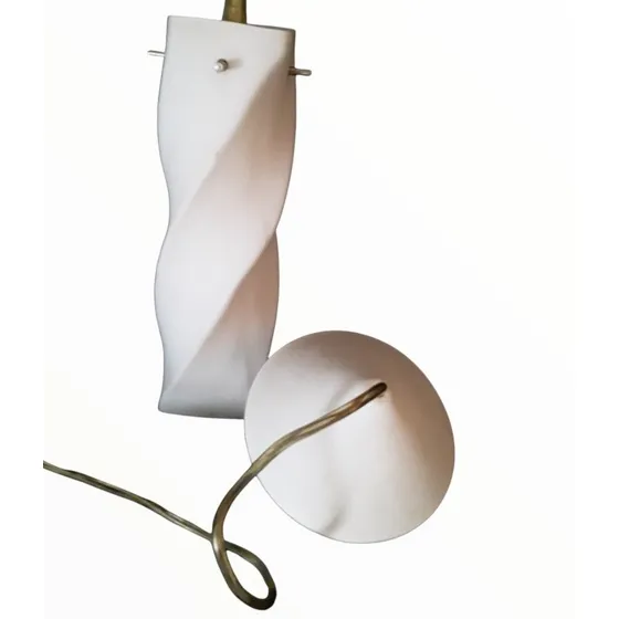 Lámpara Colgante Vidrio Blanco Twist Espiralada 1 Luz Led